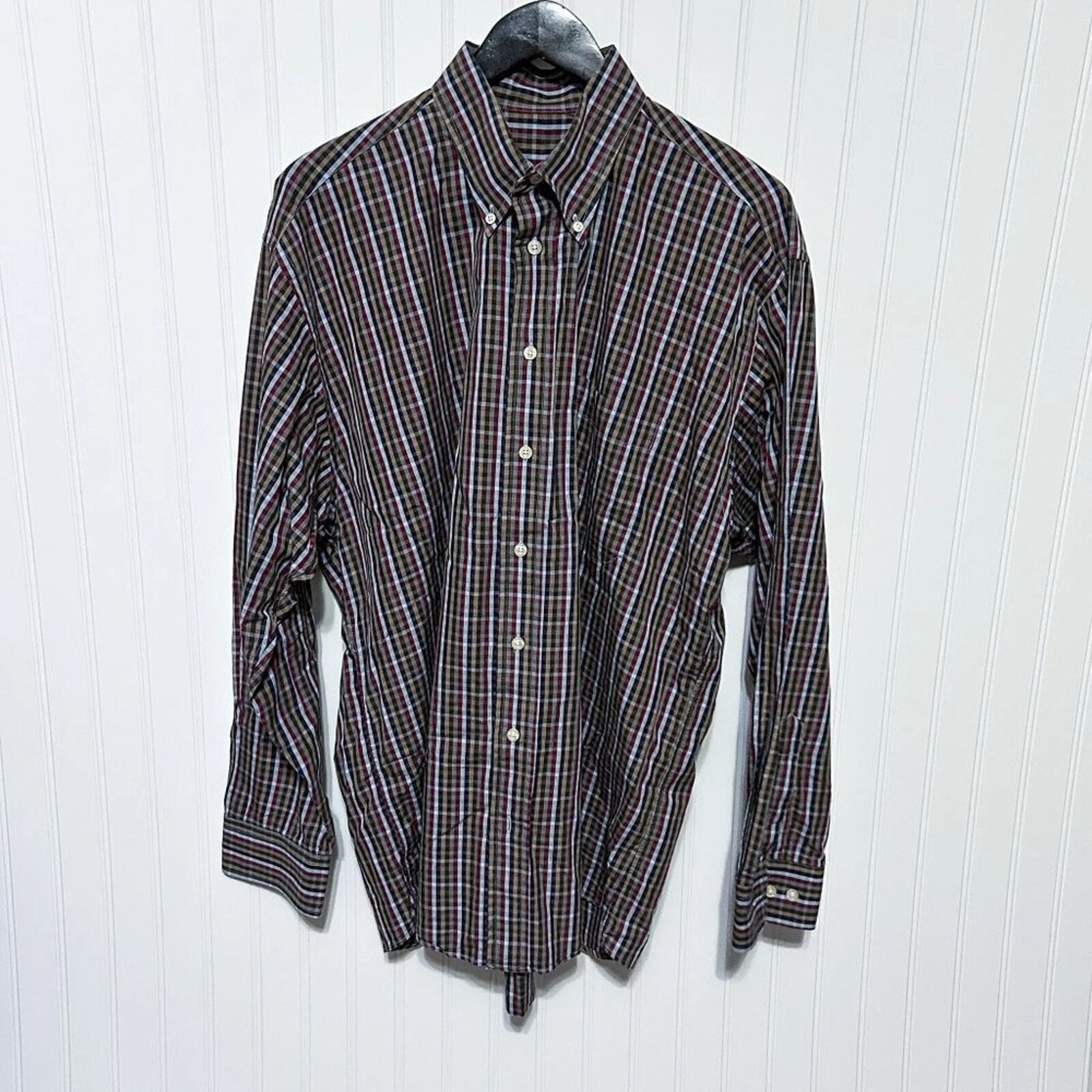 Camicia elegante Burberry London stampa quadri quadri manica lunga con bottoni taglia large