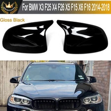 M Style Side Mirror Cover Caps For 2014-18 BMW X3 F25 X5 F15 X6 F16 Gloss Black
