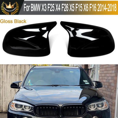 M Style Side Mirror Cover Caps For 2014-18 BMW X3 F25 X5 F15 X6 F16 Gloss Black