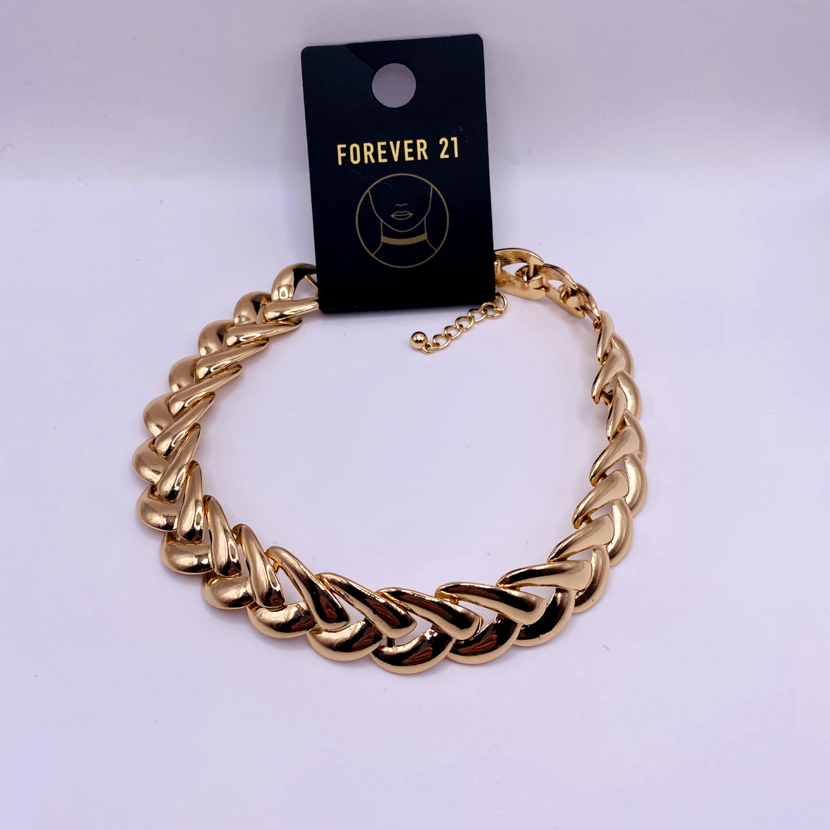 Forever 21 Goldtone Wide Chain Choker Necklace New