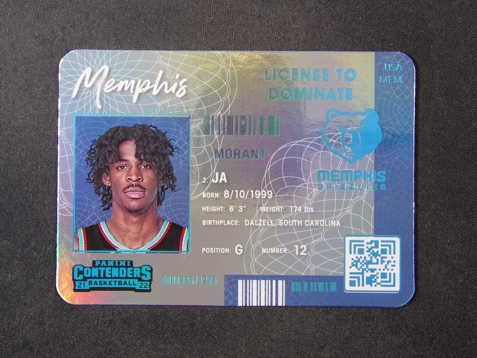 2021-22 Panini Contenders Ja Morant #20 License To Dominate Die-Cut SSP