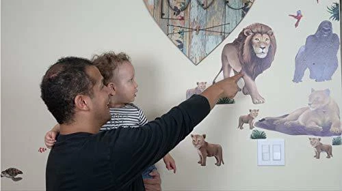 Calcomanías de pared pequeñas de animales de la selva (23) león, elefante, jirafa, jaguar, mono Foto 2 de 4