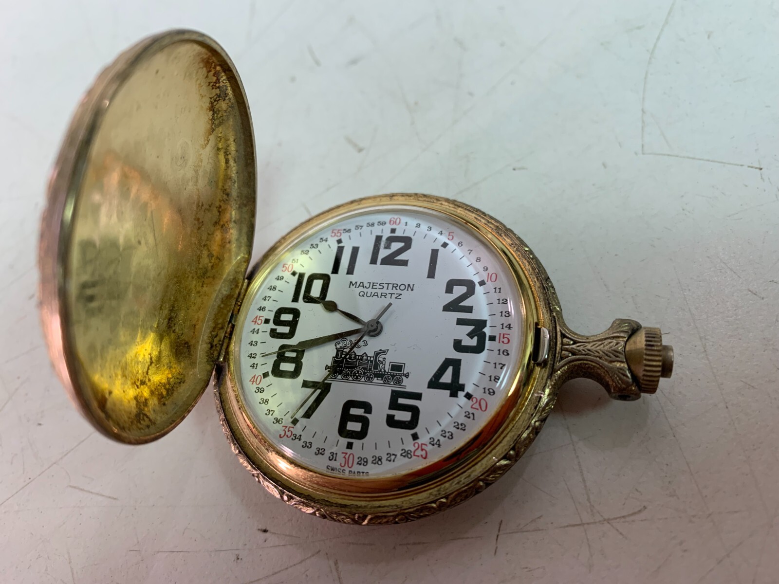 Majestron Majesti Train Railroad Pocket Watch eBay