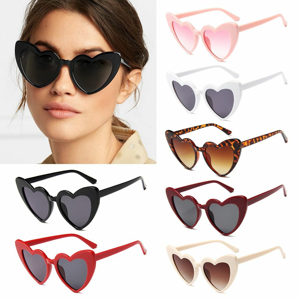Heart-Shaped Cat Eye Retro Sunglasses for Women Vintage Fashion Shades-image
