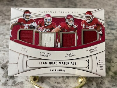 2022 Panini National Treasures Oklahoma Sooners Team Quad