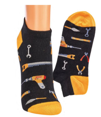 2 Paar Sneakerform Socken Socks 4 Fun  Design fleißiger Handwerker Werkzeug