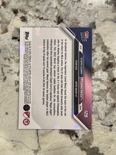 2024 Topps Now Stephen Curry Lionel Messi "Night Night" #128 - Picture 2 of 2