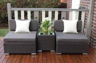 Wicker Outdoor Patio Setting European Styled 3 Piece B 47 New