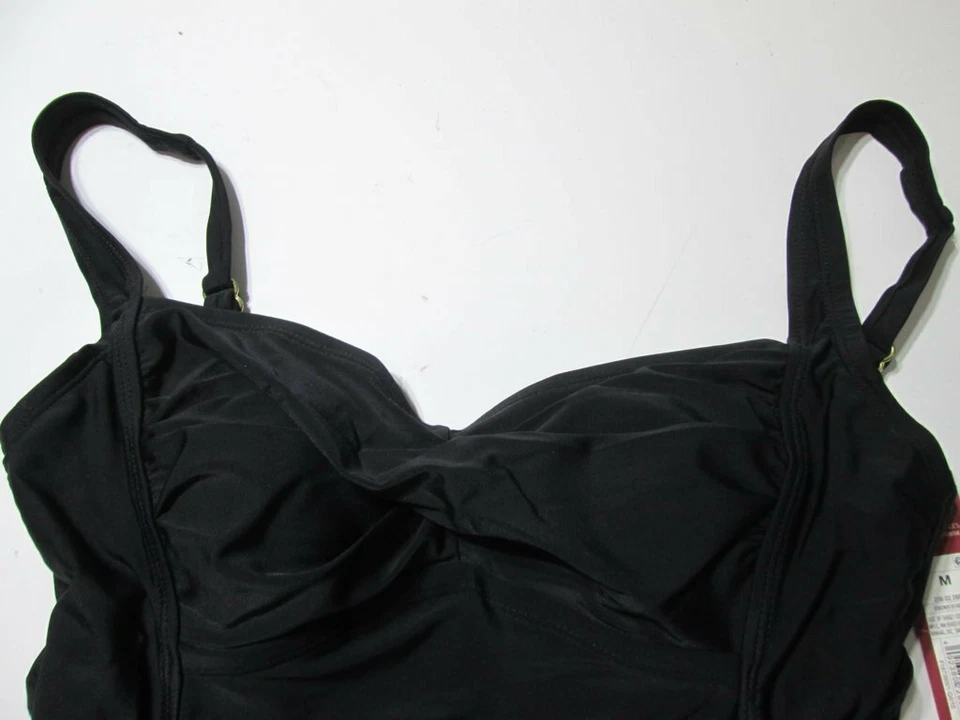 Новый с Ярлыками Merona женщин размер M танкини черный беспроводной с подкладкой чашки собранными в Рюш Beachwear - Изображение 3 из 4