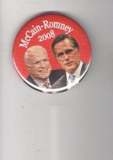 John McCAIN 2008 pin UNUSUAL Jugate pinback MITT ROMNEY Ticket NOT to be