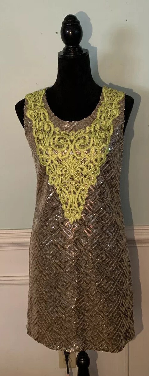C. Luce sleeveless gold sequin party cocktail dress NWT size small