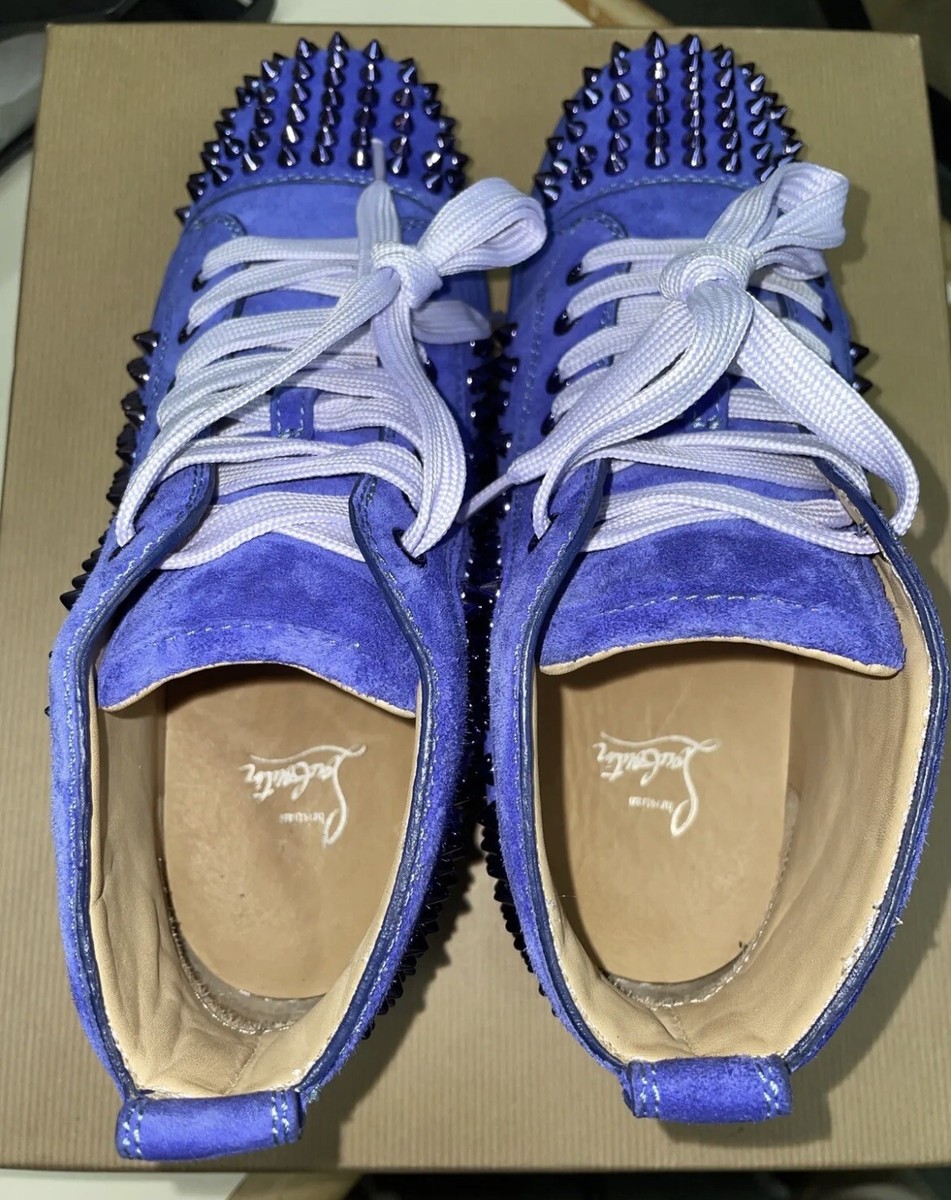 Christian Louboutin Louis Purple Suede Spikes Flat Size 40/7 Men's