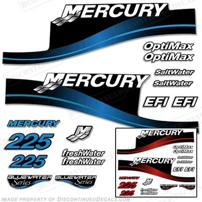 Fits Mercury 225hp Outboard Decal Kit Blue or Red 225 All Models Available