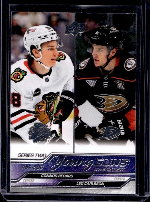 2023-24 Upper Deck Young Guns Checklist Connor Bedard Leo Carlsson #500