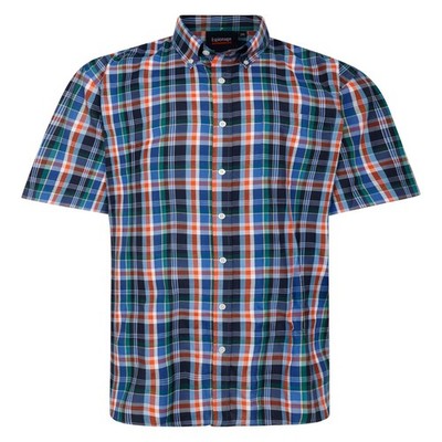 Spionage Herren Oxford Weave Big & Tall Kariertes Kurzarm Hemd
