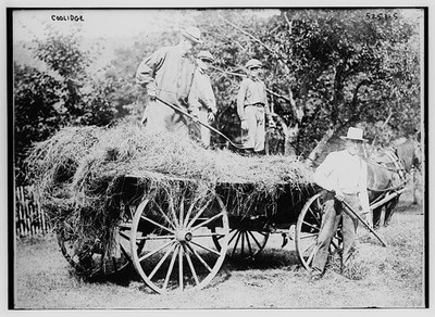 Photo:President Calvin Coolidge and Family Hauling Hay in Field