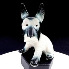 JAPANESE PORCELAIN GREENISH BLACK & WHITE SCOTTIE DOG 5 5/8" FIGURINE