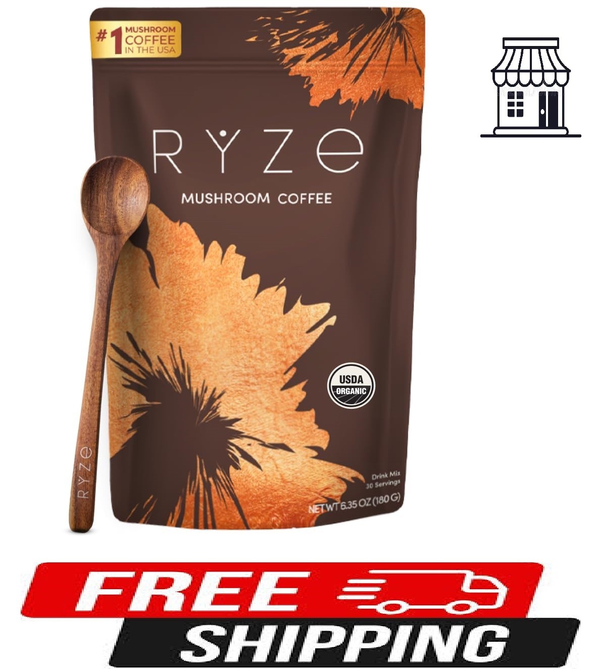 🔥RYZE SUPERFOODS Mushroom Coffee Organic with 6 Adaptogenic Mushroom 30 serving