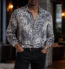 NWT: John Varvatos Men's Rodney Shirt in Animal Print