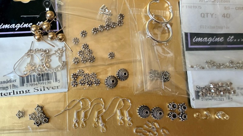 Mixed Lot Of 925 Sterling Silver Bead Caps Findings Earring Wires