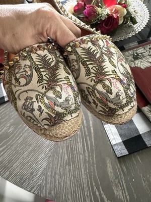 Christian Louboutin Women's Floral Canvas Flats, Spiked Studded