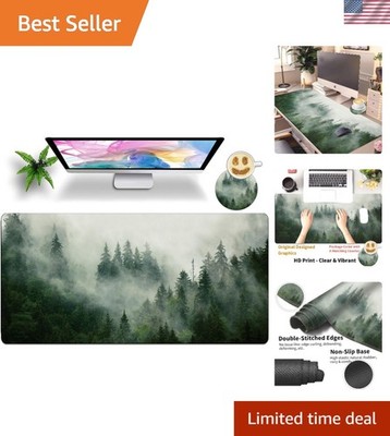 Non-Slip Gaming Mouse Pad 31.5x15.7'' with Stitched Edges - Forest Design