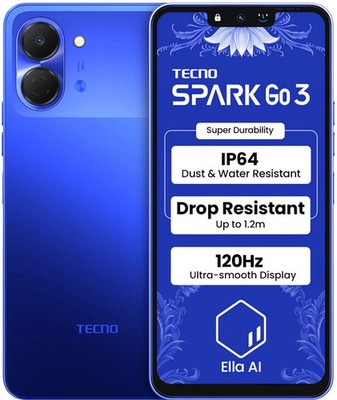 Tecno Spark Go 3 Factory Unlocked Dual SIM 4GB RAM 64GB 120Hz Display Titanium