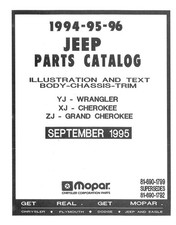 1994-1996 Jeep Cherokee Parts Book 1994-1996 Jeep Cherokee Parts Book