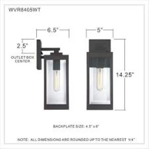 Quoizel WVR8405WT Westover Outdoor Wall Light Western Bronze 1 light - Picture 3 of 4