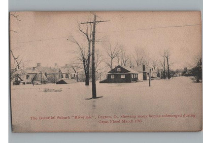 Riverdale Dayton, Ohio Great Flood 1913 Häuser Unter Wasser Postkarte