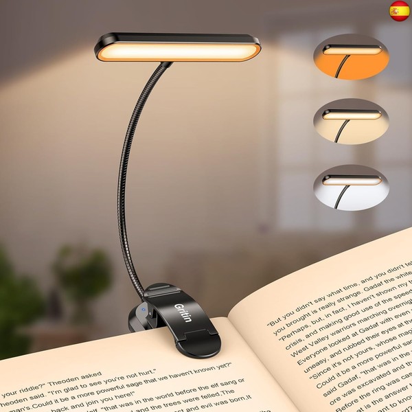Gritin 19 LED Luz de Lectura, 360° Flexible Ajustable Lámpara de Lectura R