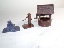 Vintage Original from 1950's Plasticville, accessories. Fire pit, pump and well