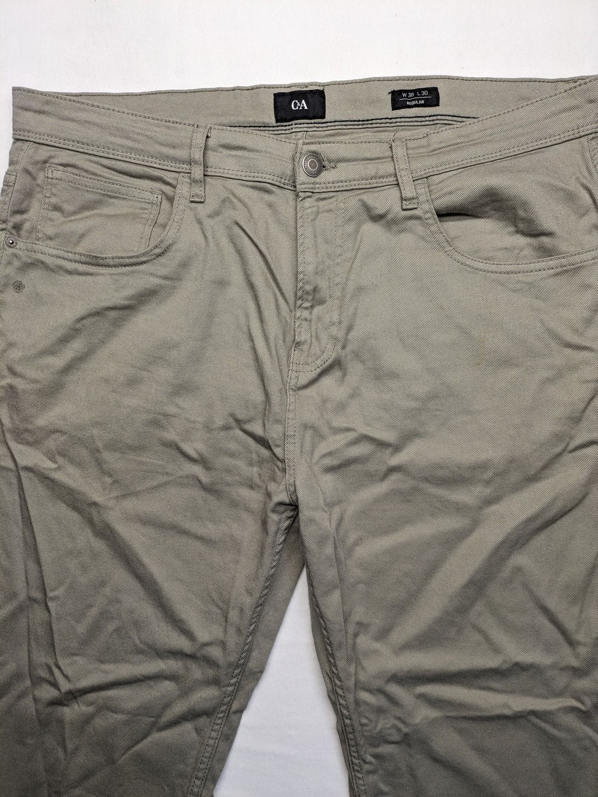 C&A Herren Chino Hose W38 L30 Regular Fit beige Baumwolle Stretch Freizeithose image 5