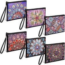 6 Pcs Diamond Painting Purses Clutch DIY Diamond Handbag PU Leather Painting