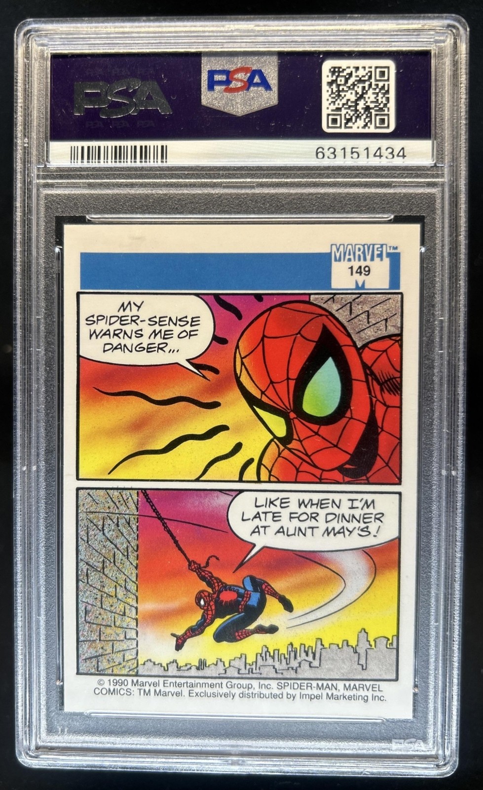 1990 Impel Marvel Universe Spider-Man Presents: #149 PSA 10 GEM MINT view 2