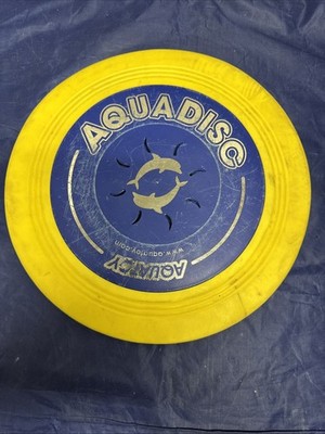Vintage AquaDisc Underwater Frisbee Flying Aqua Disc Pool Toy Blue & Yellow