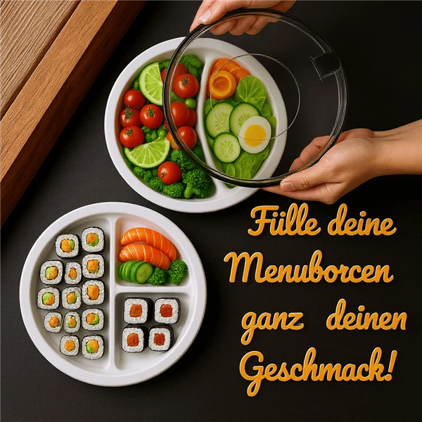 Menüteller mit Deckel Set Mikrowellengeschirr Portionsteller Seniorenteller - Bild 4 von 4