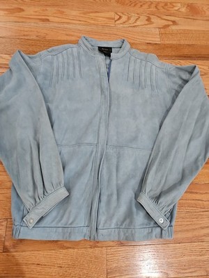 Mistral Genuine Lambsuede Leather 20th Century Bomber Jacket Olive Women' Large 