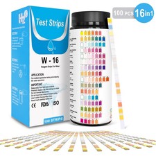 Water Quality Test Kit 16-in-1 Strips for pH, Chlorine, Nitrate, Lead  100 Count