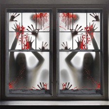 2PCS Halloween Haunted House Window Door Cover - Spooky Decor for Parties