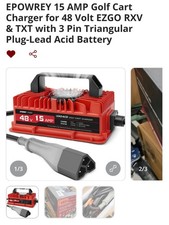 Epowrey 15 AMP 48 Volt Golf Cart Battery Charger for EZGO RXV  TXT 3-pin NEW