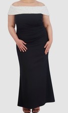 Eliza J Women Black Embellished Off-the-Shoulder Gown Plus Size 18W