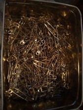 236 2 Inch Gold Safety Pins And 9 Brooch Pins - Sewing. Crafts. Beads