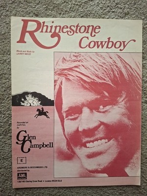 Original Sheet Music  Rhinestone Cowboy  by Glen Campbell