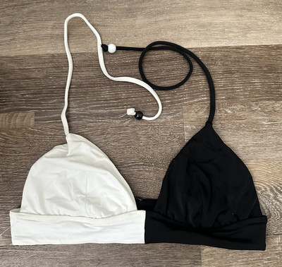Victoria s Secret Babe Triangle Sporty Swim Top Black White Women's Medium