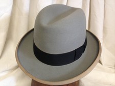 Vintage Stetson St Regis Royal De Luxe Fur Felt Homburg Hat 7 Fits 7 1/8 Gray