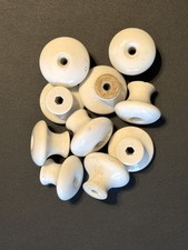 10 Vintage Mushroom-Shaped White Ceramic Cabinet Furniture Drawer Knobs 1-1/4"