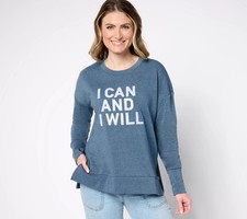 Belle by Kim Gravel Inspirational Graphic Sweatshirt Indigo XS New