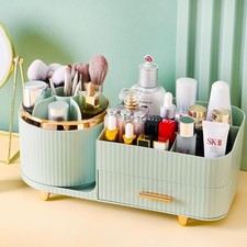Rotating Makeup Organizer for Vanity with Brush Holder and Der,