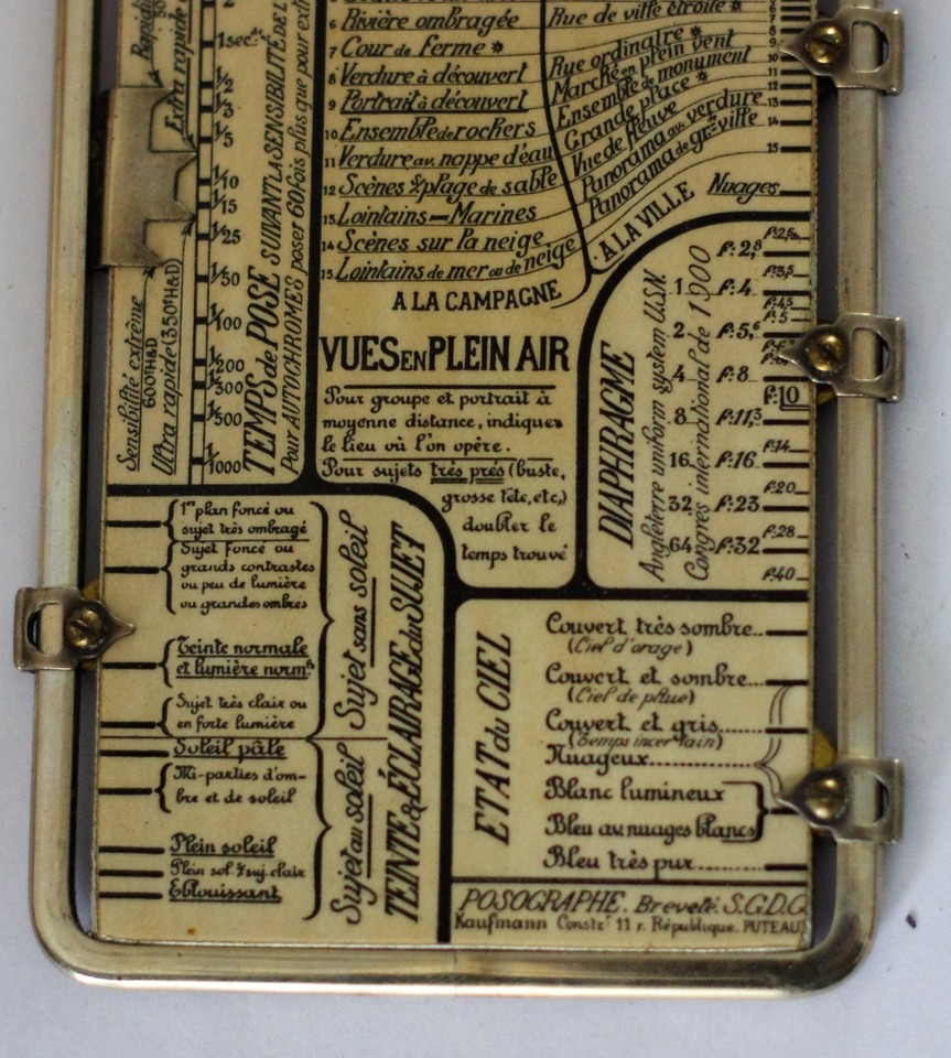 Rare Antique French Kaufmanns Le Posographe Photography Exposure